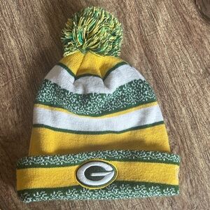 New Era Green and Yellow Beanie with Pom-Pom